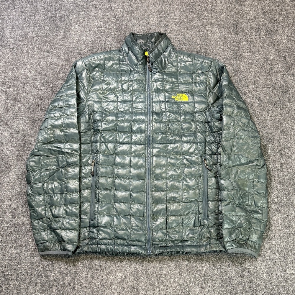 The North Face Thermoball Jacket Mens Medium Green Puffer Insulated Full Zip